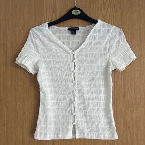 Atmosphere Textured White Button-Down Shirt